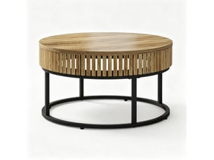 Table basse ronde 80 cm en mdf et métal homvra