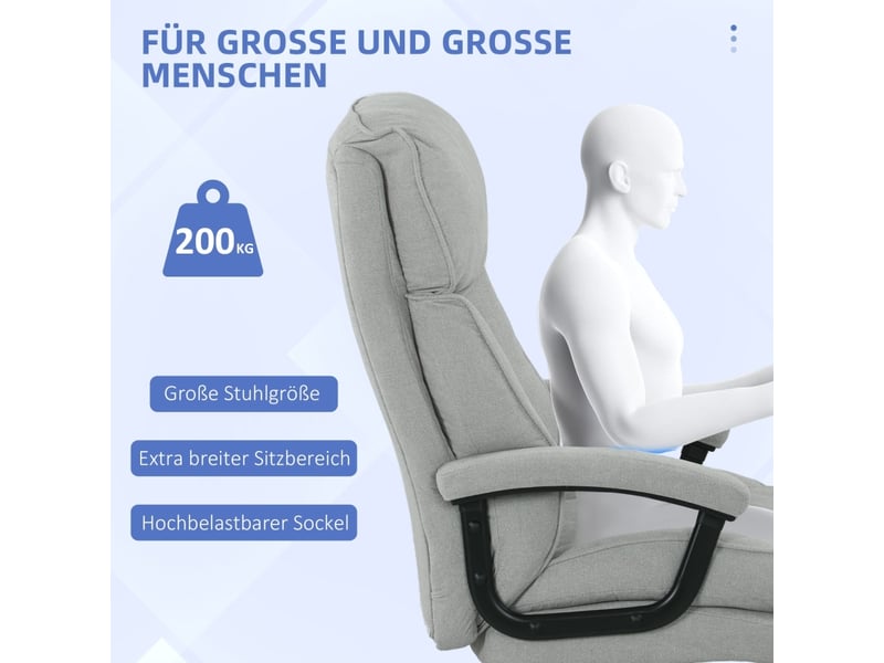  Chaise de bureau haute,régglable et pivotante, 200 kg,polyester,gris clair  - Conforama D