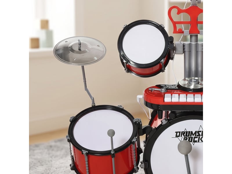  Kit de batterie enfant drum set avec tabouret micro connexion usb et accessoires  - Conforama D