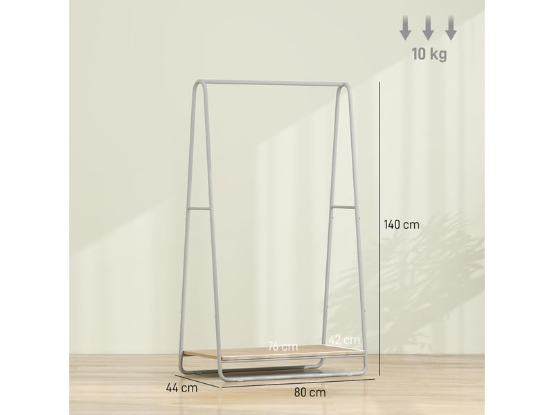  Portant à vêtements avec porte-chaussures et tringles métal gris 80 x 44 x 140 cm  - Conforama C