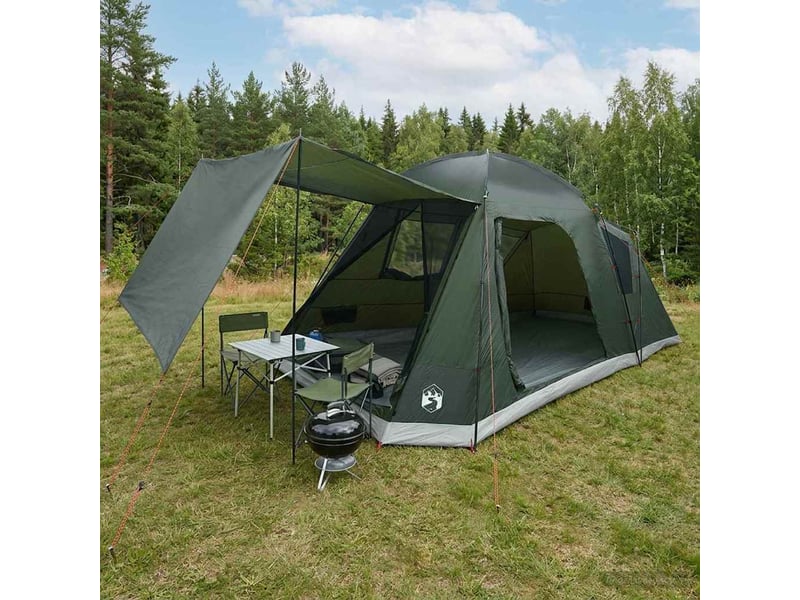 Tente de camping, tente cabane 8 personne vert armée polyester et acier shl76979 - Conforama B
