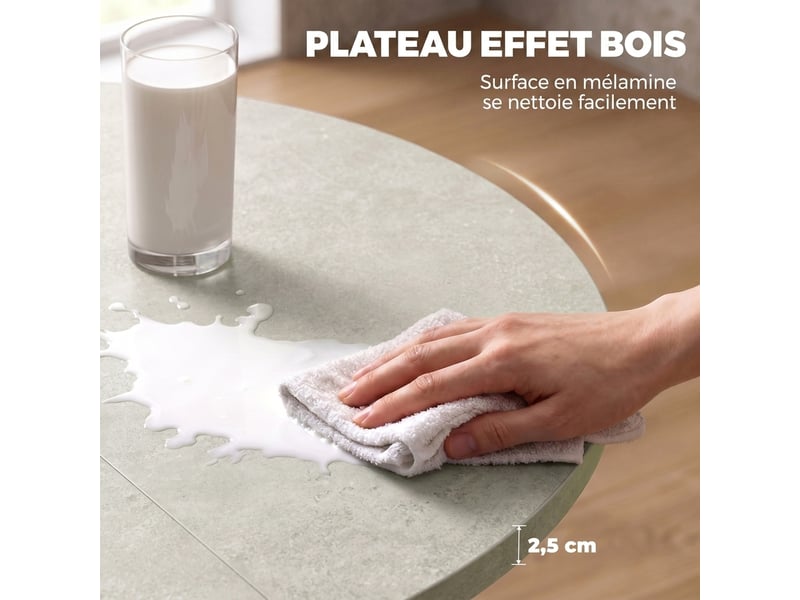  Table à manger extensible ovale pour 4 à 6 personnes, table de cuisine avec rallonge 100-135 cm, effet pierre grise  - Conforama R