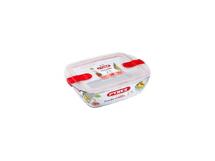 Boites repas en verre pyrex cook heat 3x1,1 l rectangulaires avec couvercles micro-ondes hermetiques