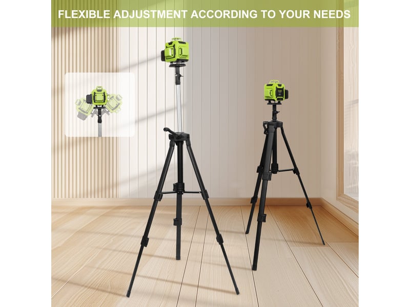 Niveau laser 4 x 360°, avec 16 lignes laser vertes 4d horizontales et verticales, 2 piles 2400 mah, télécommande - Conforama B