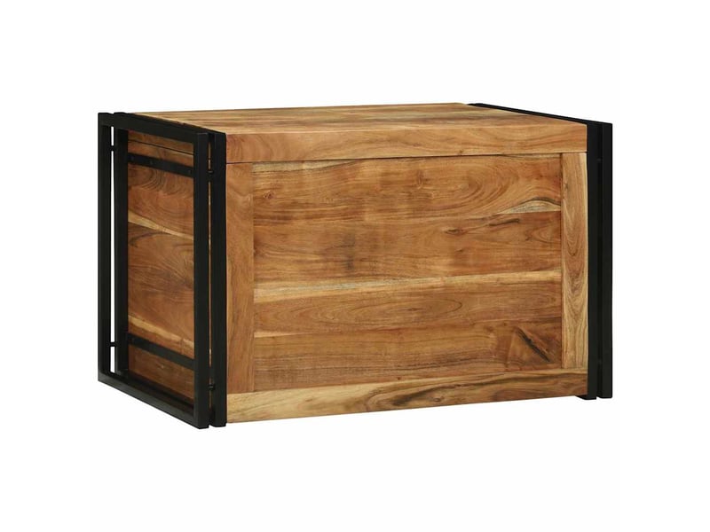 Boîte de rangement, coffre de rangement marron et noir 80x50x50 cm bois d'acacia  - Conforama C
