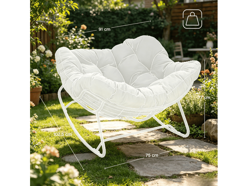  Fauteuil à bascule modenvie en chenille gris clair structure en métal  - Conforama C