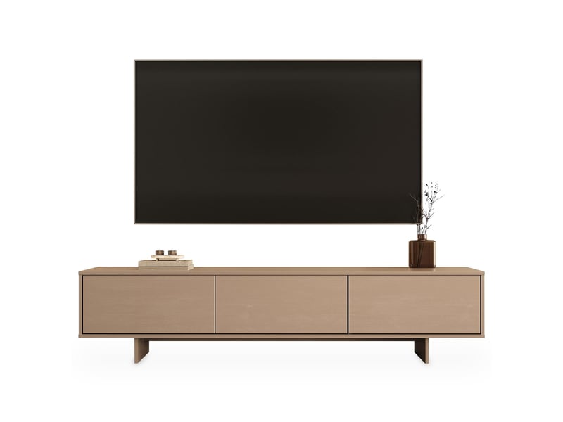  Meuble tv arto l 184 cm 3 portes en bois - blanc cachemire  - Conforama A