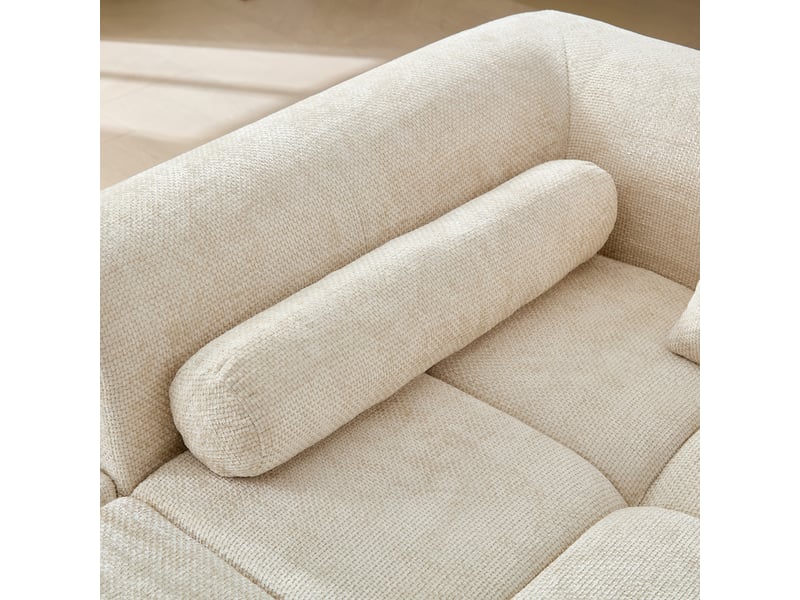  Canapé d’angle,263x132,5x68 cm,4 places avec poche latérale,chenille,beige  - Conforama E