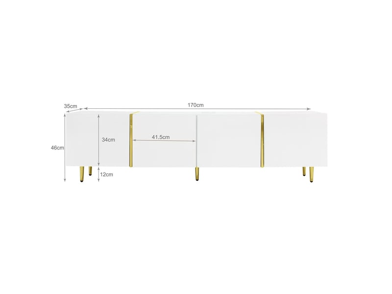  Meuble tv brillant moderne épuré avec quatre portes de rangement meuble tv contemporain  - Conforama C