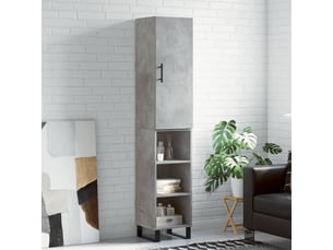 Buffet haut - bahut - meuble de rangement gris béton 34,5x34x180 cm bois d'ingénierie