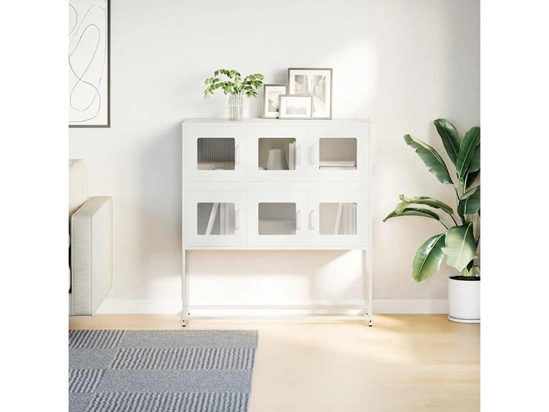  Buffet - bahut - meuble de rangement blanc 100,5x39x107 cm acier laminé à froid  - Conforama D