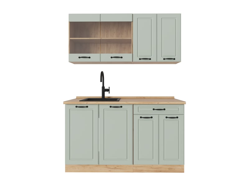 Vicco cuisine, mint campagnechêne doré, 140cm plan de travail chêne doré - Conforama A