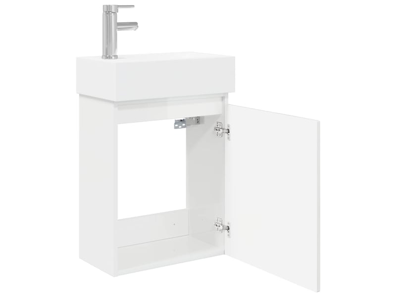  Meuble de rangement salle de bain avec robinet blanc brillant shl3107  - Conforama D