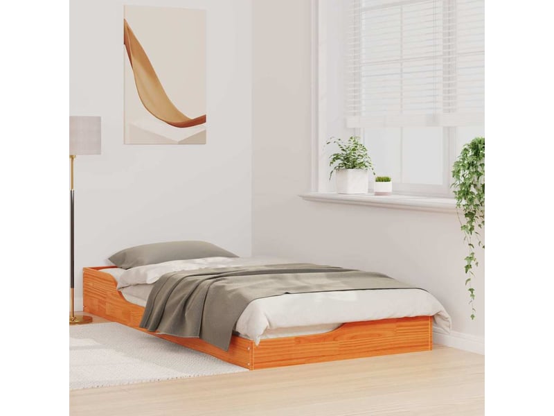 Lit simple- lit adulte - cadre de lit brun 90 x 190 cm pin massif - Conforama B