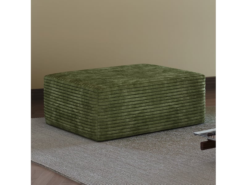  Pouf rectangulaire 95 x 70 x 40 cm en velours côtelé vert  - Conforama B