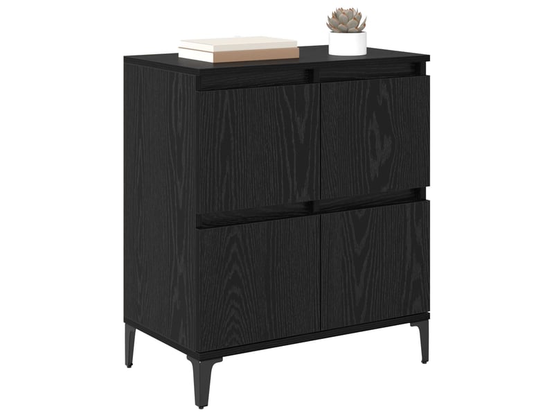 Buffet - bahut - meuble de rangement chêne noir 60 x 35 x 70 cm bois d'ingénierie et fer - Conforama C