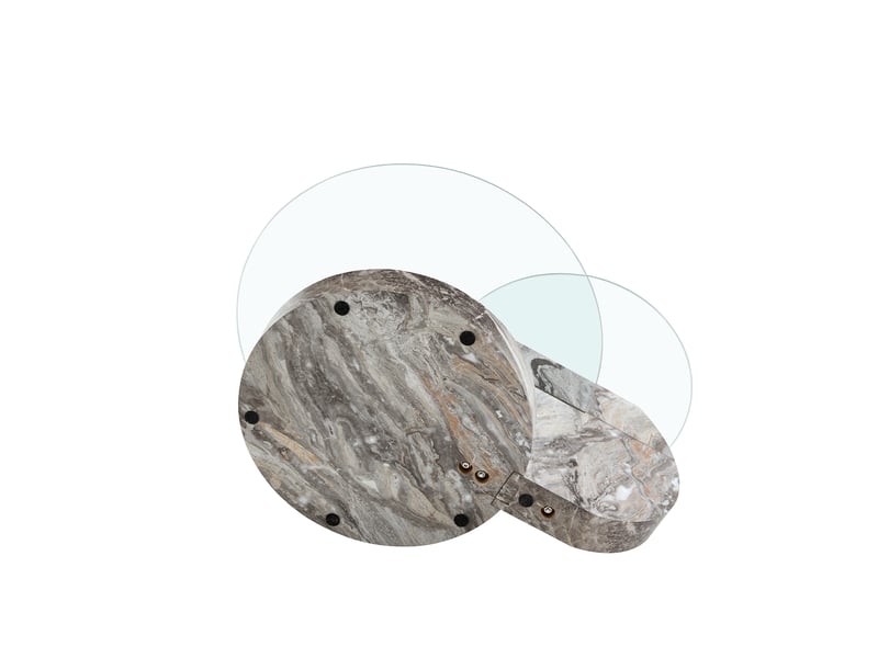  Table basse rond 90×70×44 cm, mdf et verre, gris et transparent Fay Lum - Conforama R