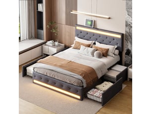 Lit coffre 180x200 cm Lychoeey coloris gris
