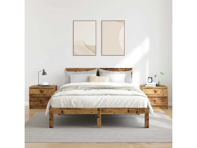  Lot de 2 tables de chevet - cabinet de chevet - table de nuit vieux bois 50x40x43.5 cm bois ingénierie  - Conforama B