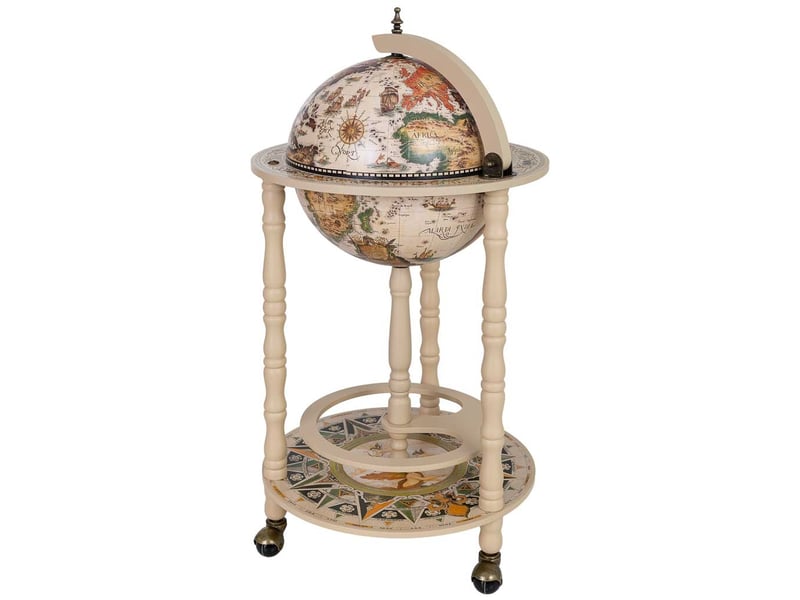  Meuble porte-bouteilles globe terrestre blanc d44,3 x 87 h cm  - Conforama D