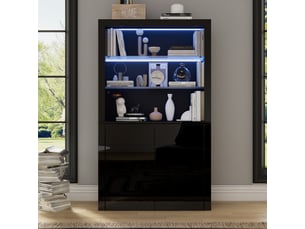 Vitrine coloris noir 2 étagère(s) <strong></strong> <strong></strong> - 100 cmx170 cm