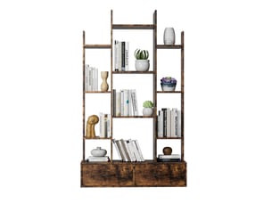 Bibliotheque coloris  marron 12 étagère(s) WISHDOR  - 86 cm x 140.5 cm