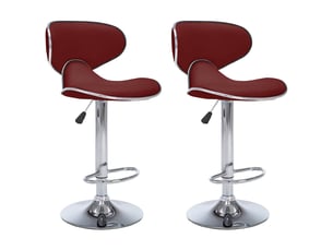 Lot de 2 tabouret de bar, chaise de bar rouge bordeaux similicuir shl24052