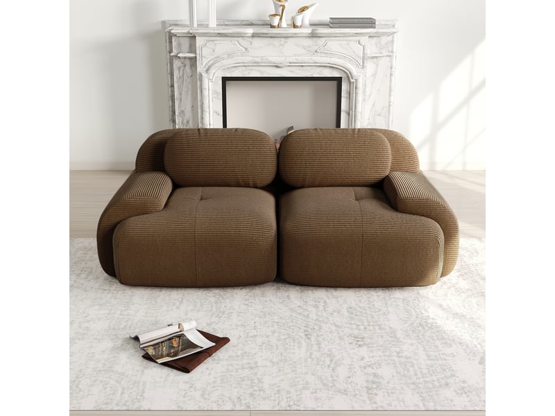 Canapé modulable - base antidérapante - velours côtelé - mobilier de salon - configuration flexible - assise confortable - brun CozyNest - Conforama B