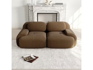Canapé modulable - base antidérapante - velours côtelé - mobilier de salon - configuration flexible - assise confortable - brun