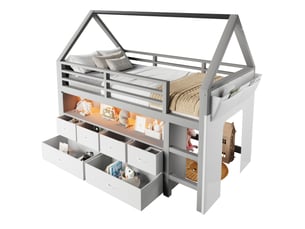 Lit mezzanine 90x200 cm coloris gris