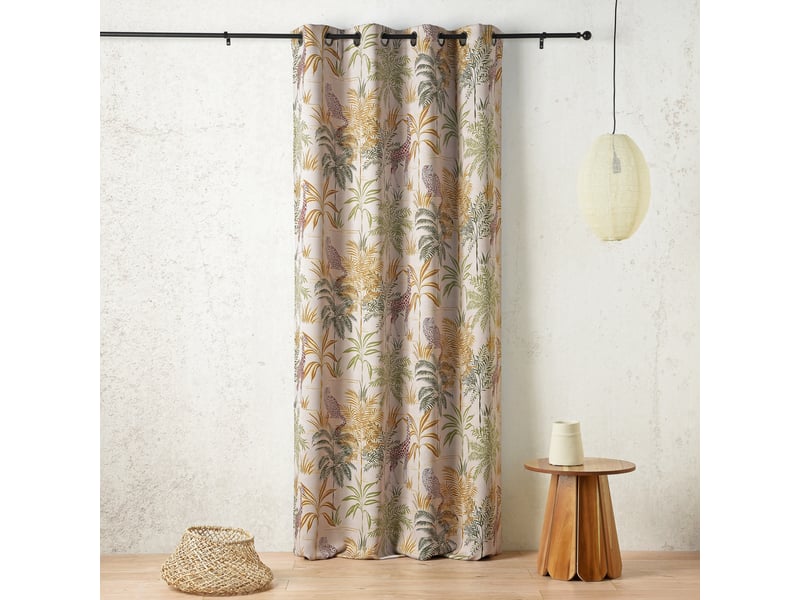  Rideau œillets obscurcissant motif végétal et animal 145x240 cm  - Conforama A