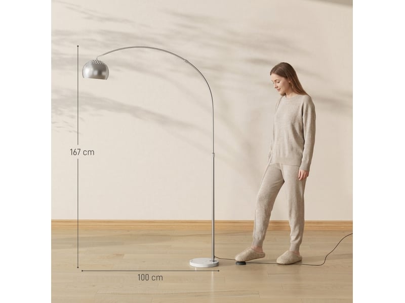  Lampadaire arc 26x100x167 cm abat-jour orientable métal argenté  - Conforama E