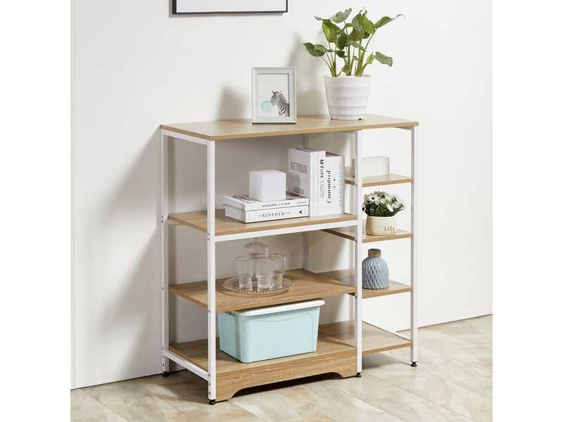  Étagère de cuisine basse de style industriel, gain de place, meuble de cuisine à 7 niveaux en métal et bois, 90 x 40 x 95 cm, blanc  - Conforama D