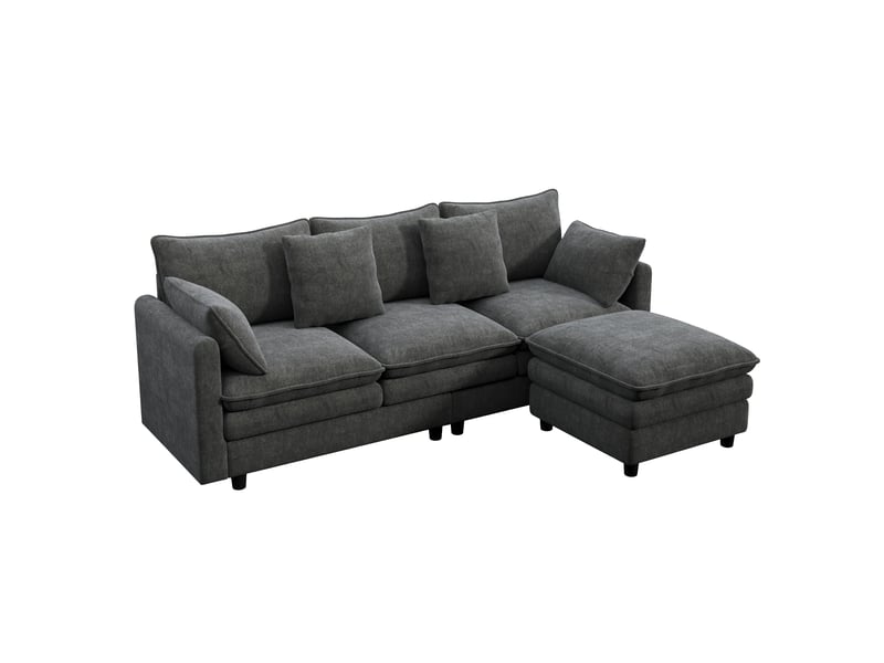  Canapé d'angle réversible fixe 3 places tissu gris  - Conforama A