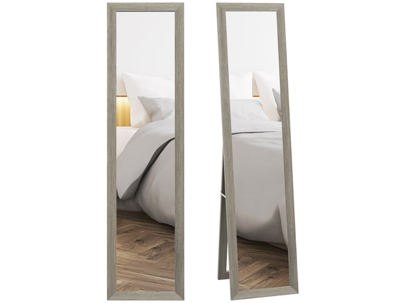  Miroir sur piedmur rectangulaire 37 x 157 cm avec cadre en bois gris  - Conforama A