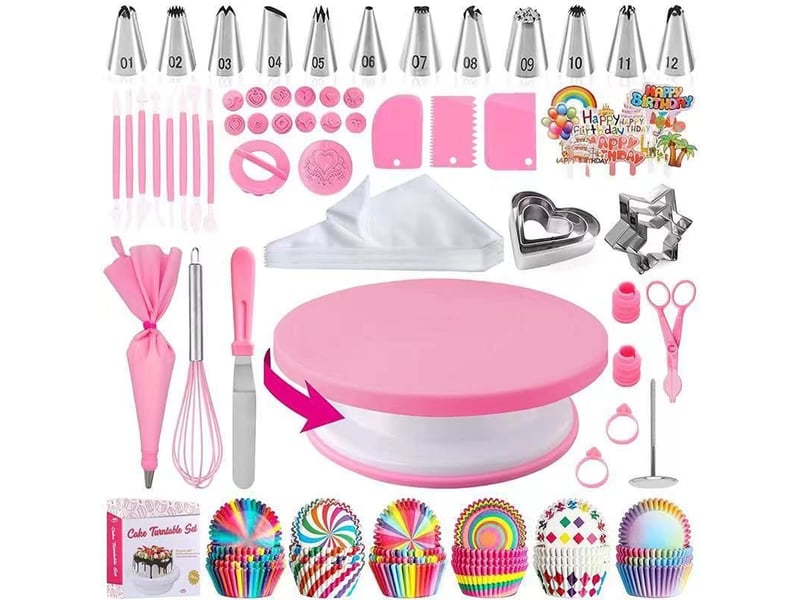  Kit de décoration de gâteaux, poches à douille et ensemble d’embouts, fournitures de cuisson de gâteaux pour débutants (255pcs)  - Conforama A