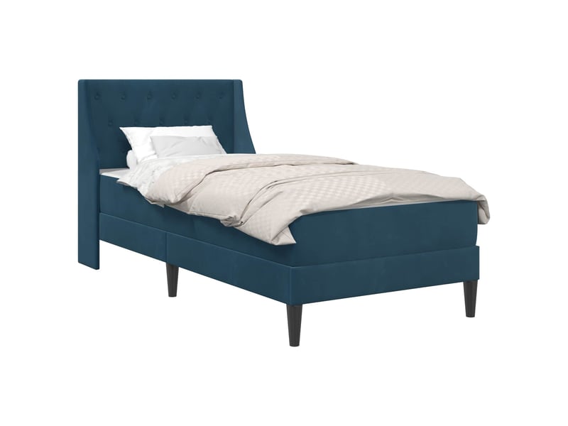  Lit simple- lit adulte -  cadre de lit avec matelas avec matelas bleu 80 x 200 cm velours  - Conforama A