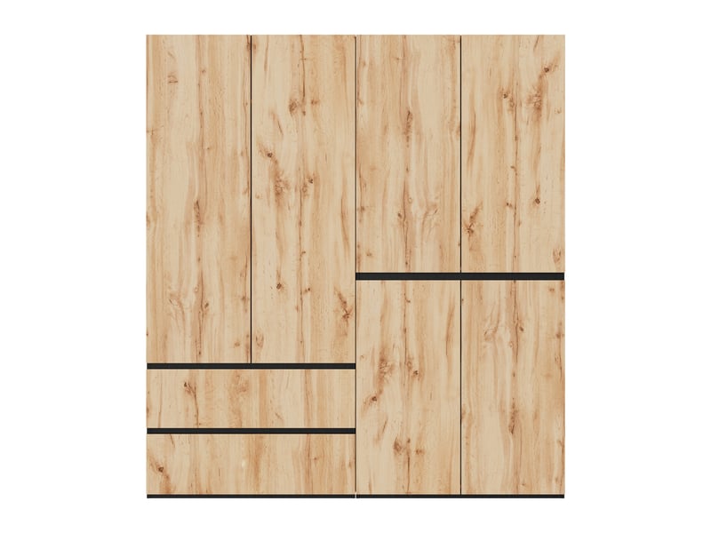 Armoire penderie 180 x 50 x 200 cm - référence n907a000033s - 6 portes - 5 tiroirs - 2 barres de penderie - chêne artisan et blanc - Conforama A