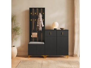 Vestiaire d'entrée avec banc à chaussures et rangement noir cravdom