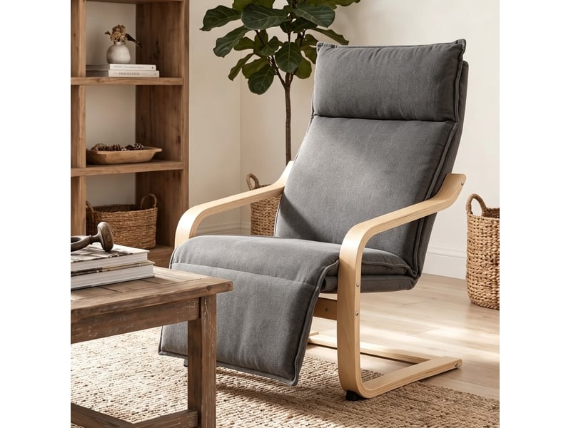Fauteuil relax avec repose-pieds et fonction à bascule en polyester style nordique pour salon gris foncé - Conforama C