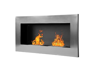 Cheminée murale au bioéthanol en acier inoxydable, 2 brûleurs, 110 cm