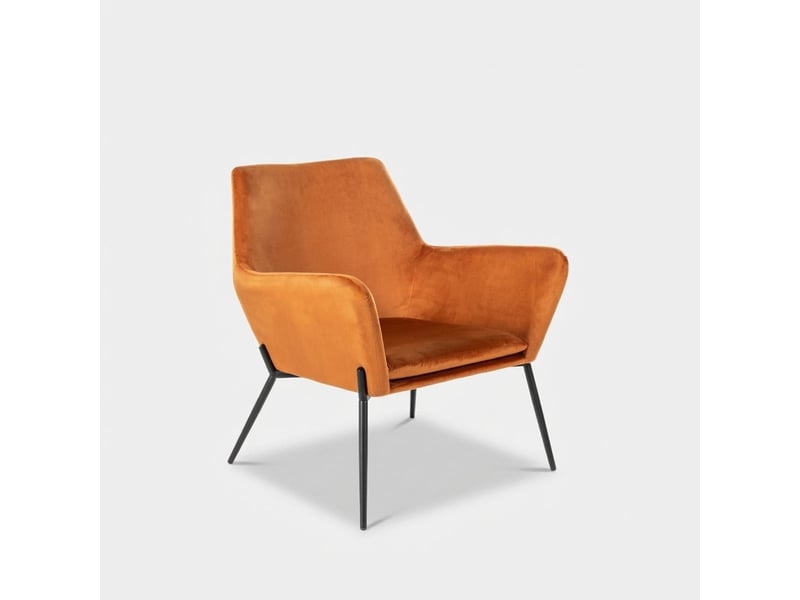  Fauteuil en velours design moderne pour salon nova - orange  - Conforama A