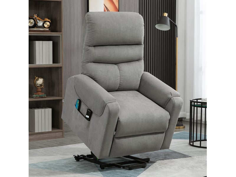  Fauteuil relax électrique gris foncé avec massage vibrant, chauffage, aide au lever et repose-pieds  - Conforama B