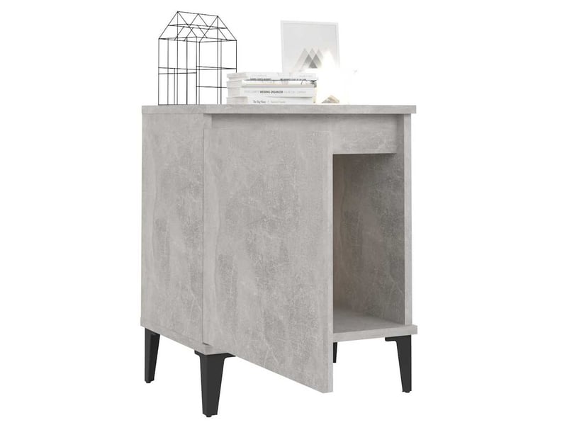  Table de chevet - cabinet de chevet - table de nuit avec pieds en métal gris béton 40x30x50 cm  - Conforama C