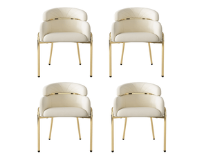 Lot de 4 chaises de salle à manger en velours beige et métal, style léger luxe, fauteuil de salon et chambre