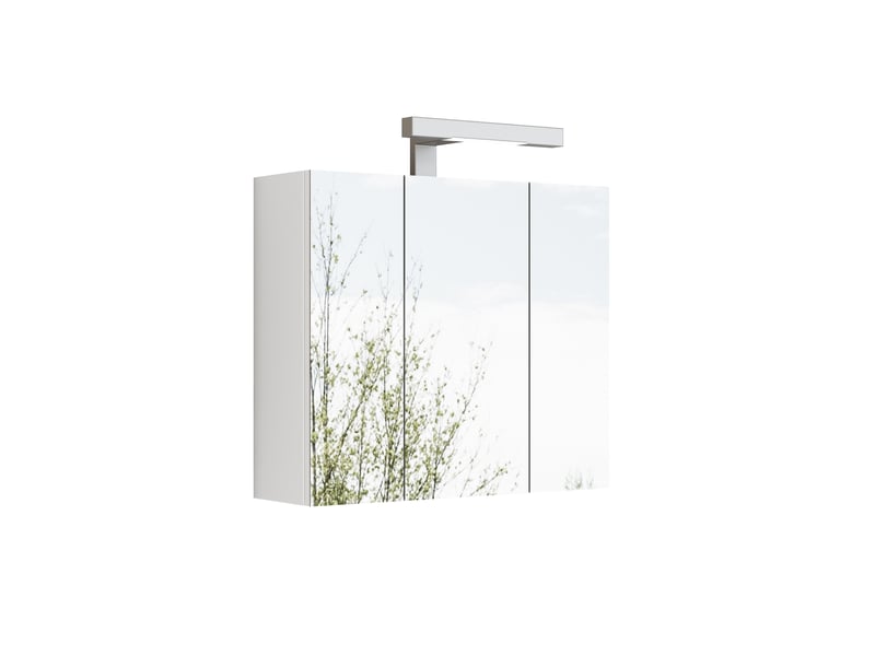  Armoire miroir murale 60x18x52 cm 3 portes led mdf blanc  - Conforama A