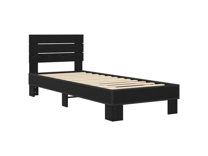  Lit simple- lit adulte -  cadre de lit avec tête de lit chêne noir 80 x 200 cm  - Conforama B