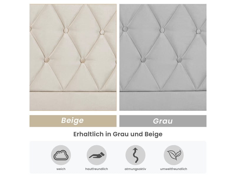  Lit 90x200 cm beige en velours avec rangement et confort  - Conforama D