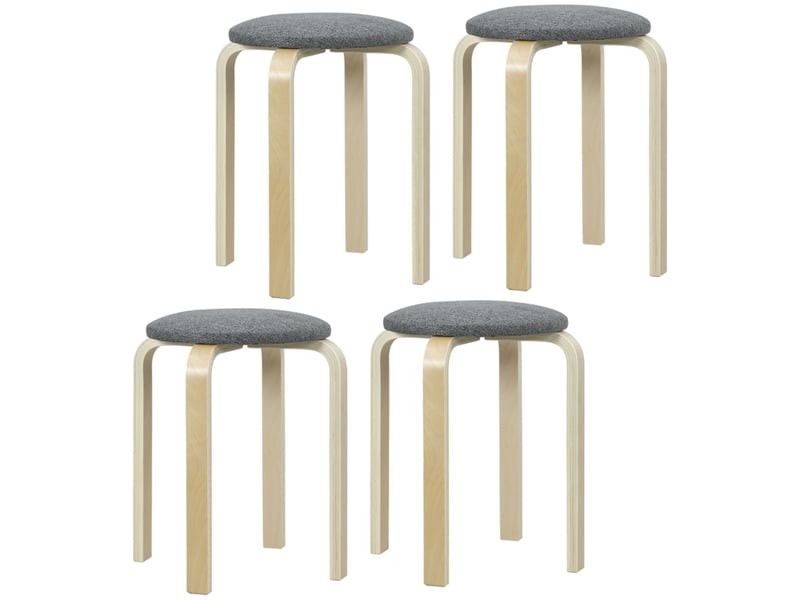  Lot de 4 tabourets de salle à manger,40x40x45 cm,empilables,tissu,gris  - Conforama A