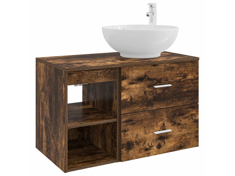 Ensemble de mobilier de salle de bain 2 pcs chêne fumé shl6421 - Conforama A